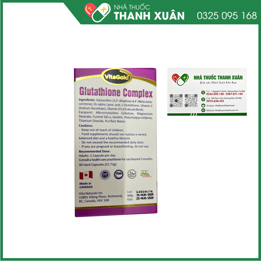 Glutathione Complex viên uống hỗ trợ chống oxy hóa, cải thiện tình trạng nám da, sạm da